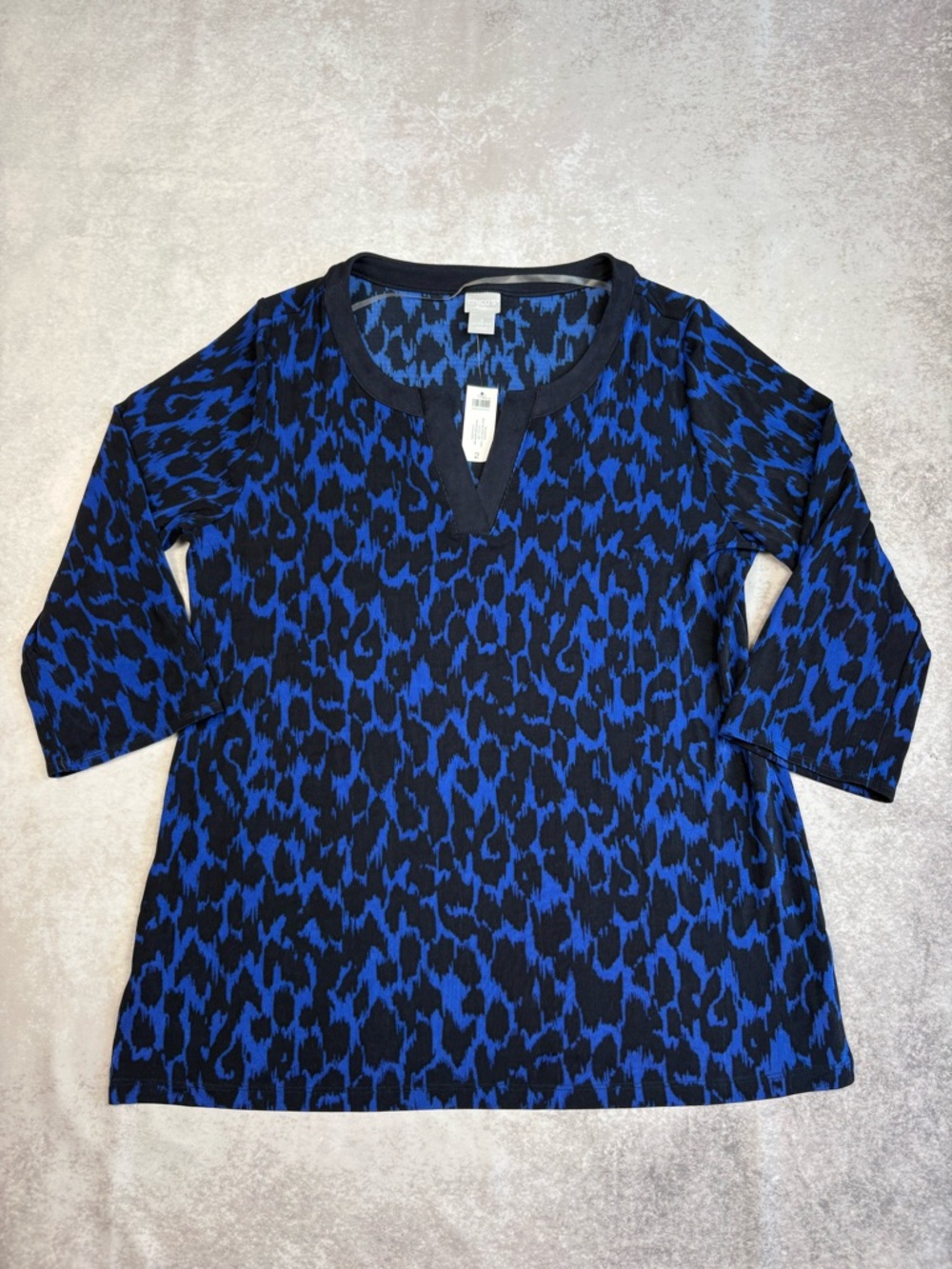 NWT Chico’s Blue Black Top Women’s Blouse